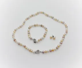 6-7mm size Freshwater Pearl with Flower Clasp, Set Jewellery