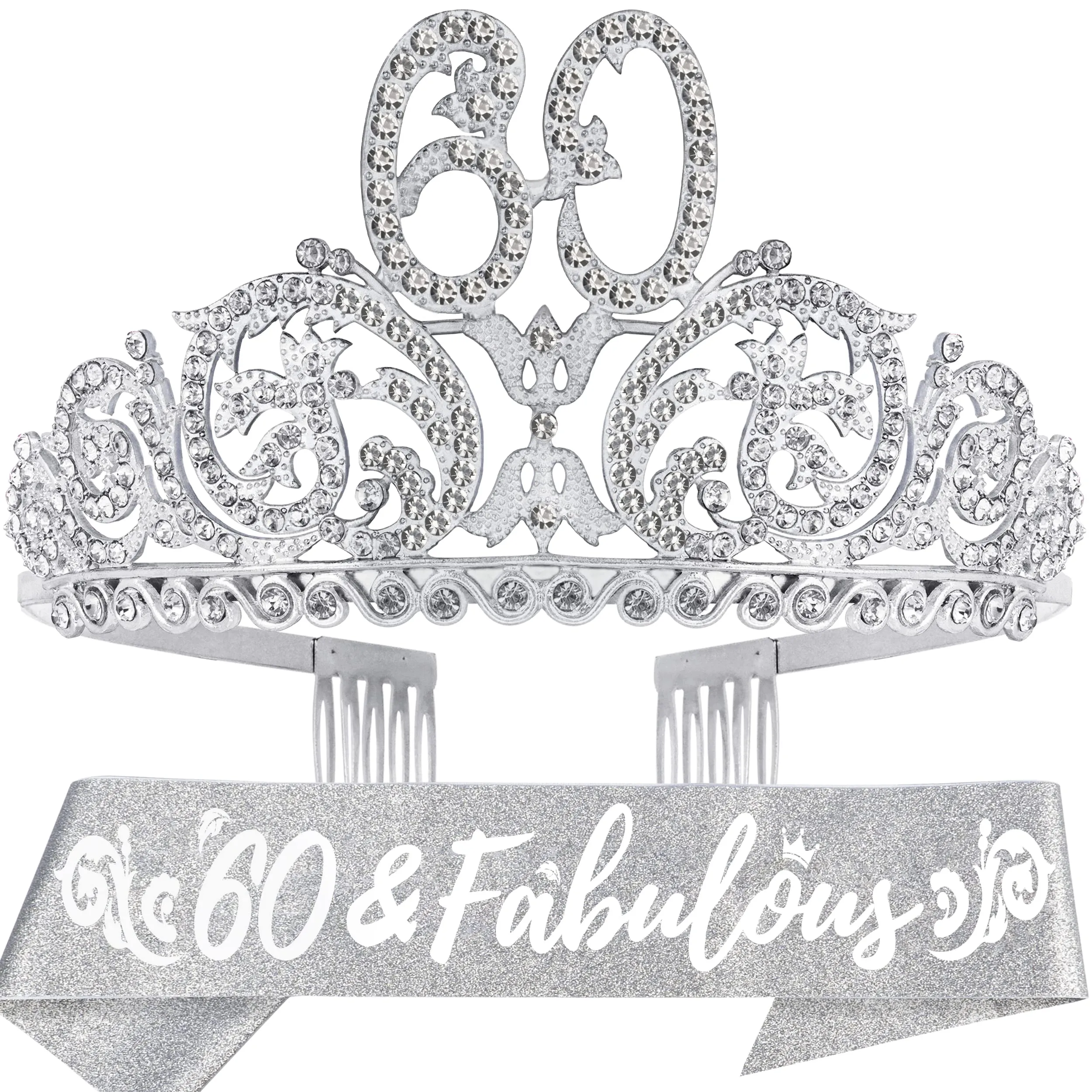 60th Birthday Gifts for Women, 60th Birthday Tiara and Sash,60th Birthday Decorations