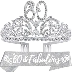 60th Birthday Gifts for Women, 60th Birthday Tiara and Sash,60th Birthday Decorations