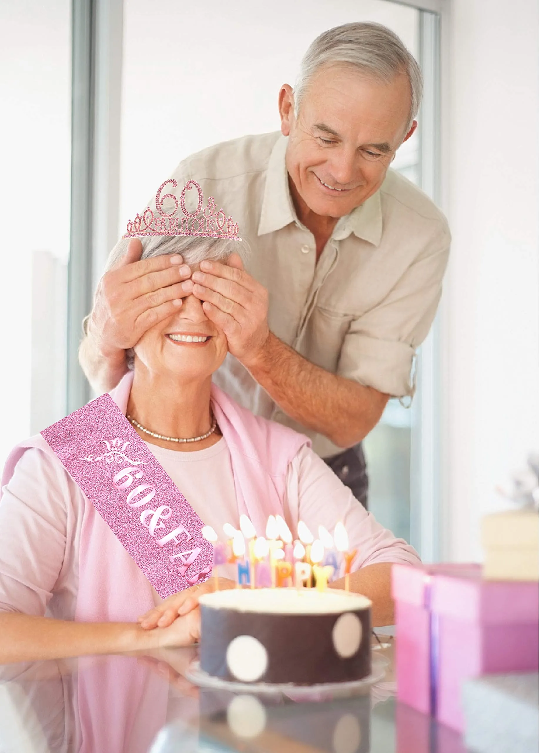 60th Birthday Gifts for Women,60th Birthday Tiara and Sash Pink,60th Birthday Decorations