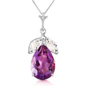 6.5 Carat 14K Solid White Gold Necklace Purple Amethyst White Topaz