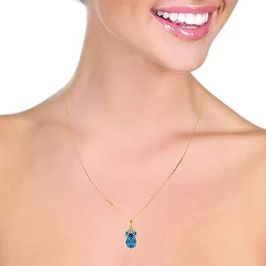 6.5 Carat 14K Solid Yellow Gold Good Impressions Blue Topaz Necklace