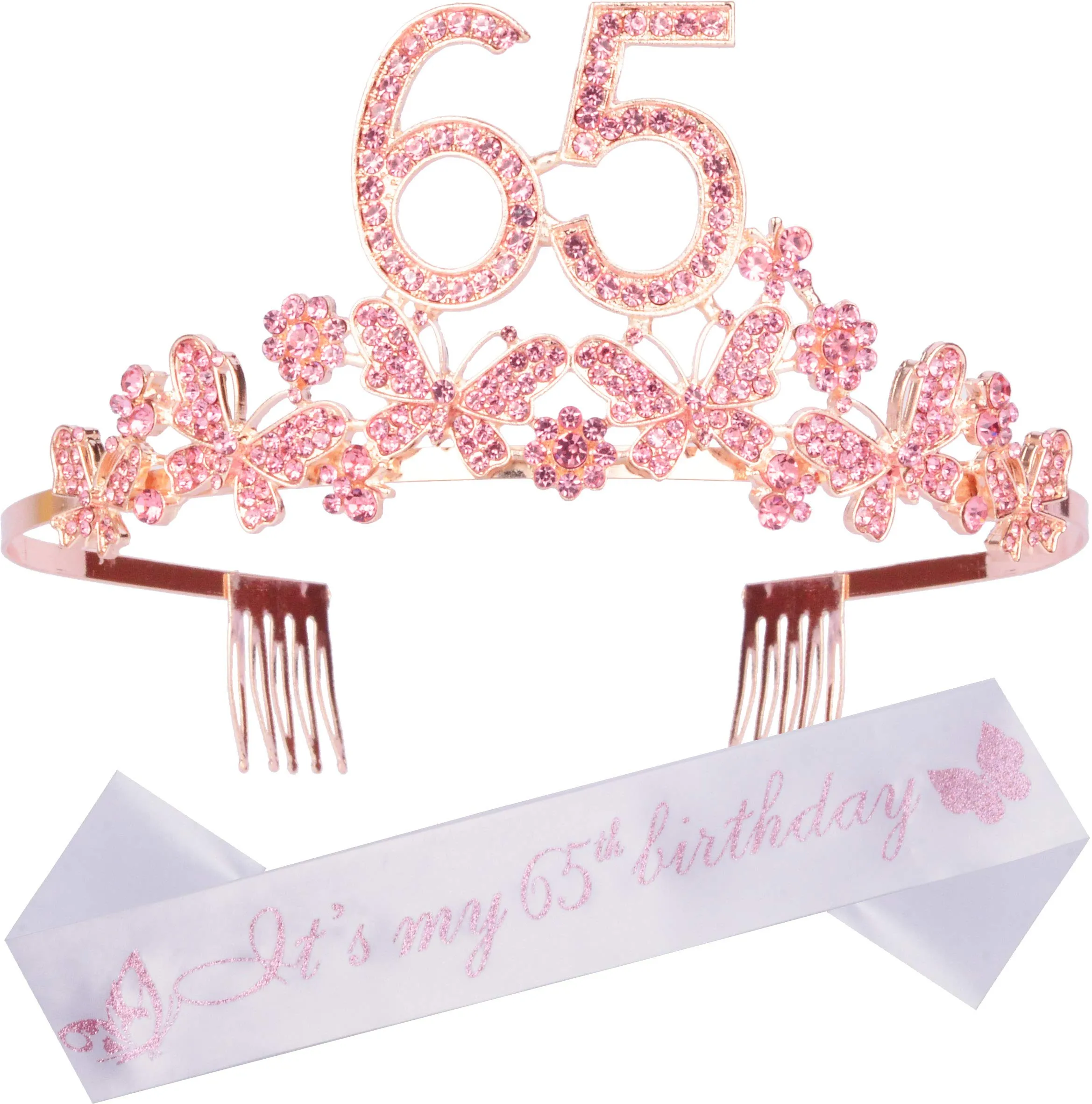 65th Birthday Gifts for Women, 65th Birthday Tiara and Sash, Its My 65th Birthday Sash