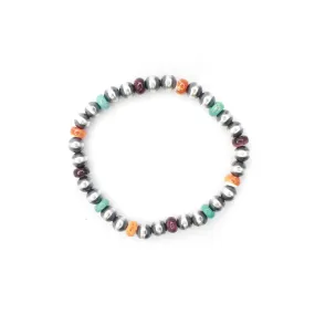 6mm Navajo Pearl Stretch Bracelet - Multi