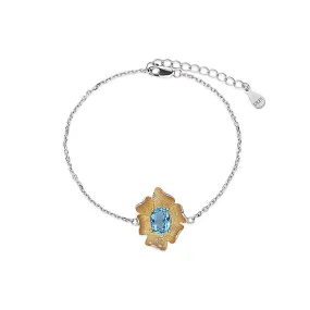 925 Silver Flower Natural Topaz Bracelet