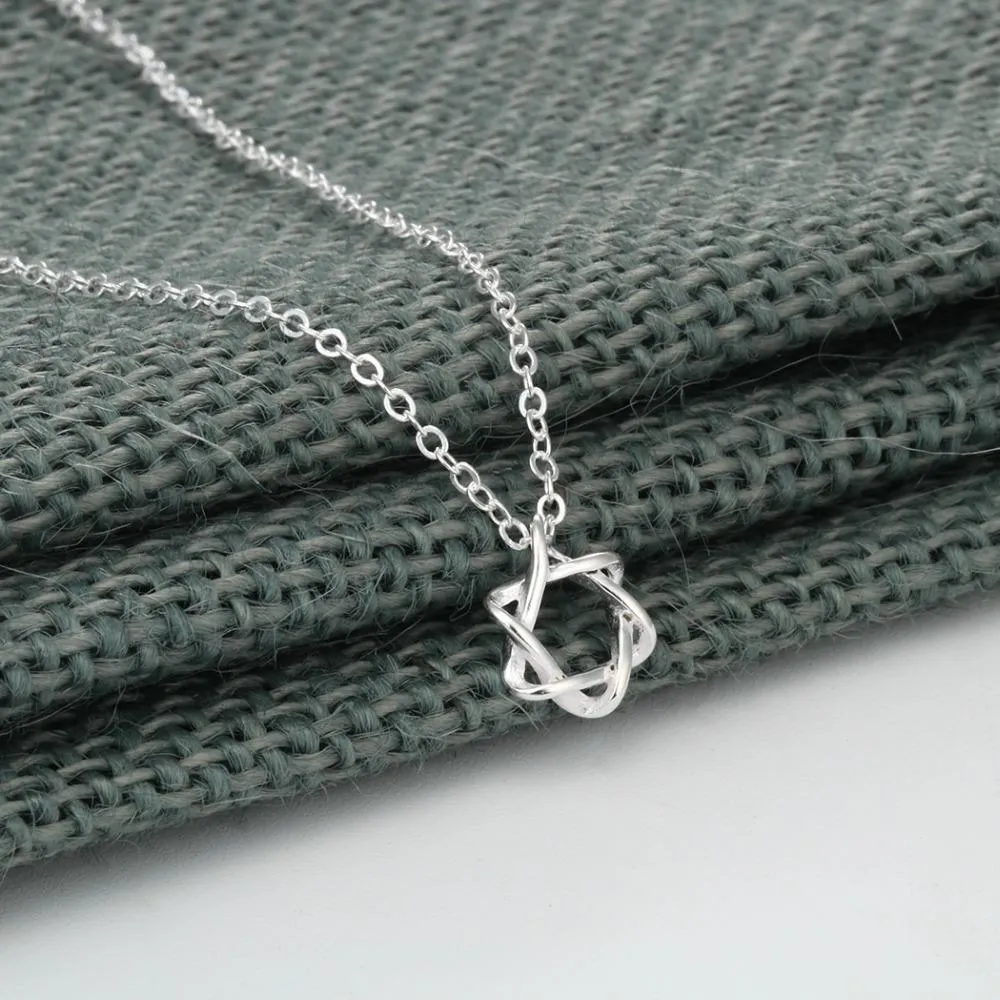 925 Sterling Silver Woven David Star Necklace & Pendant