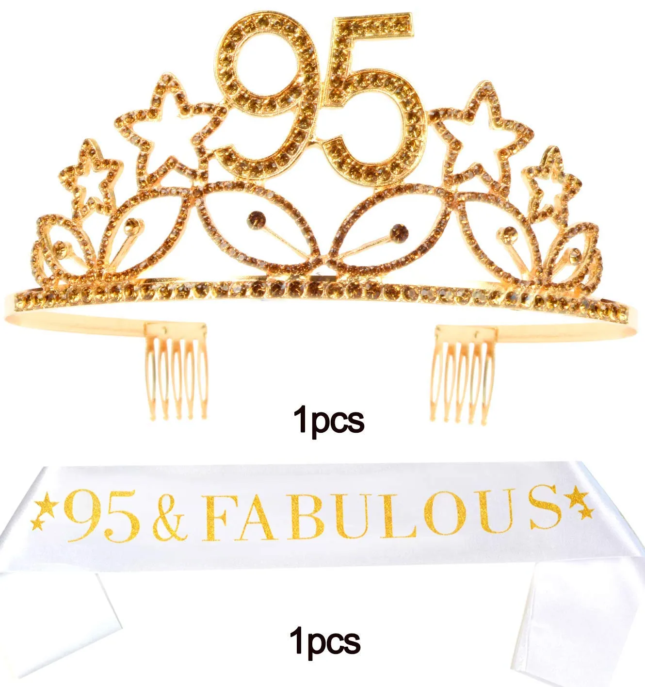 95th Birthday Gifts for Women, 95th Birthday Tiara and Sash, Happy 95th Birthday Party