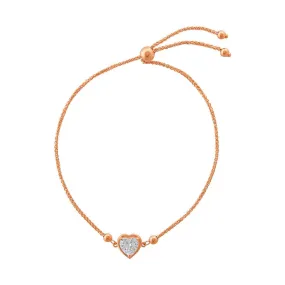 9ct Rose Gold Silver Infused Heart Bracelet