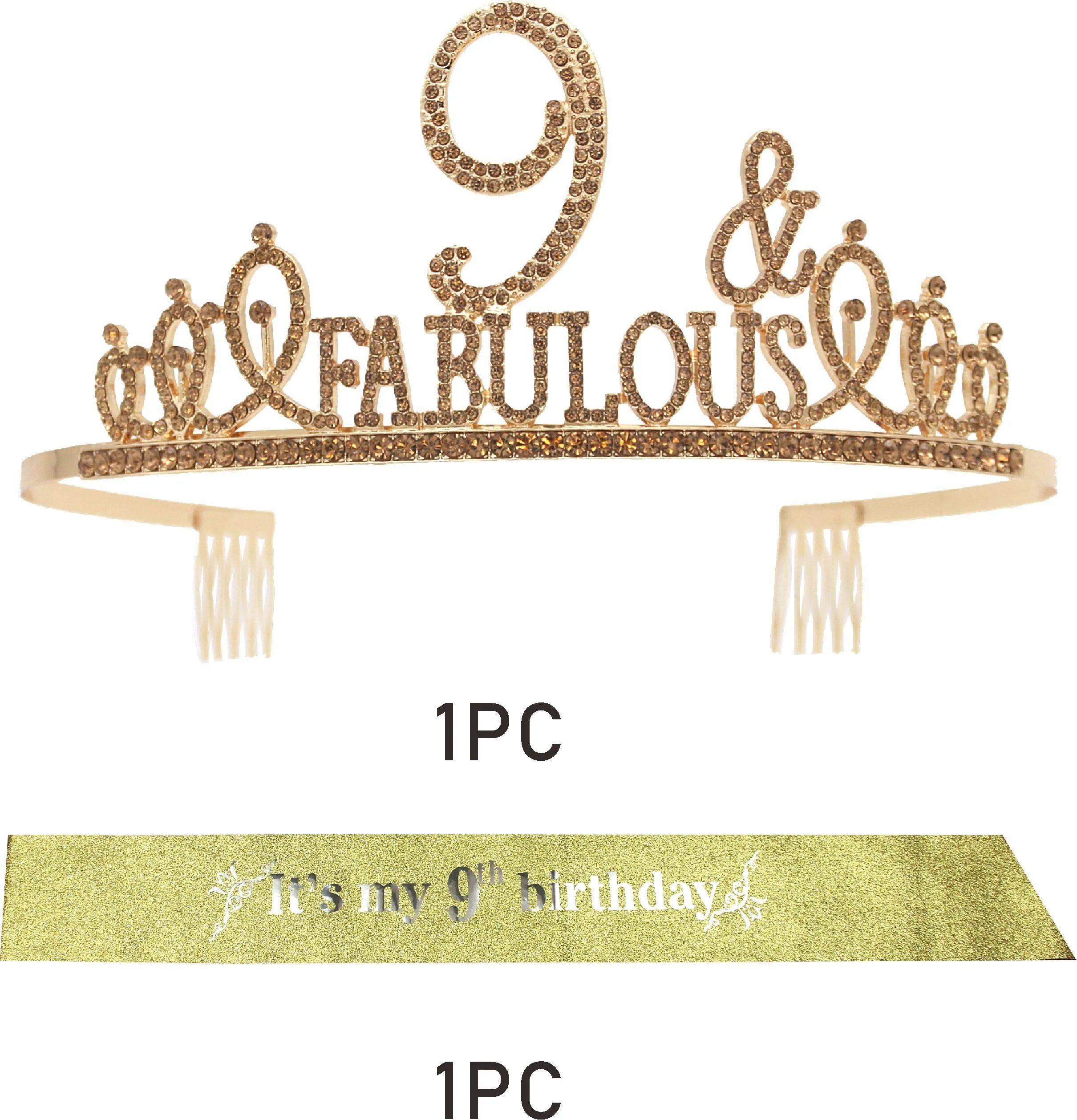 9th Birthday Gifts for Girls, 9th Birthday Tiara and Sash, 9th Birthday Decorations