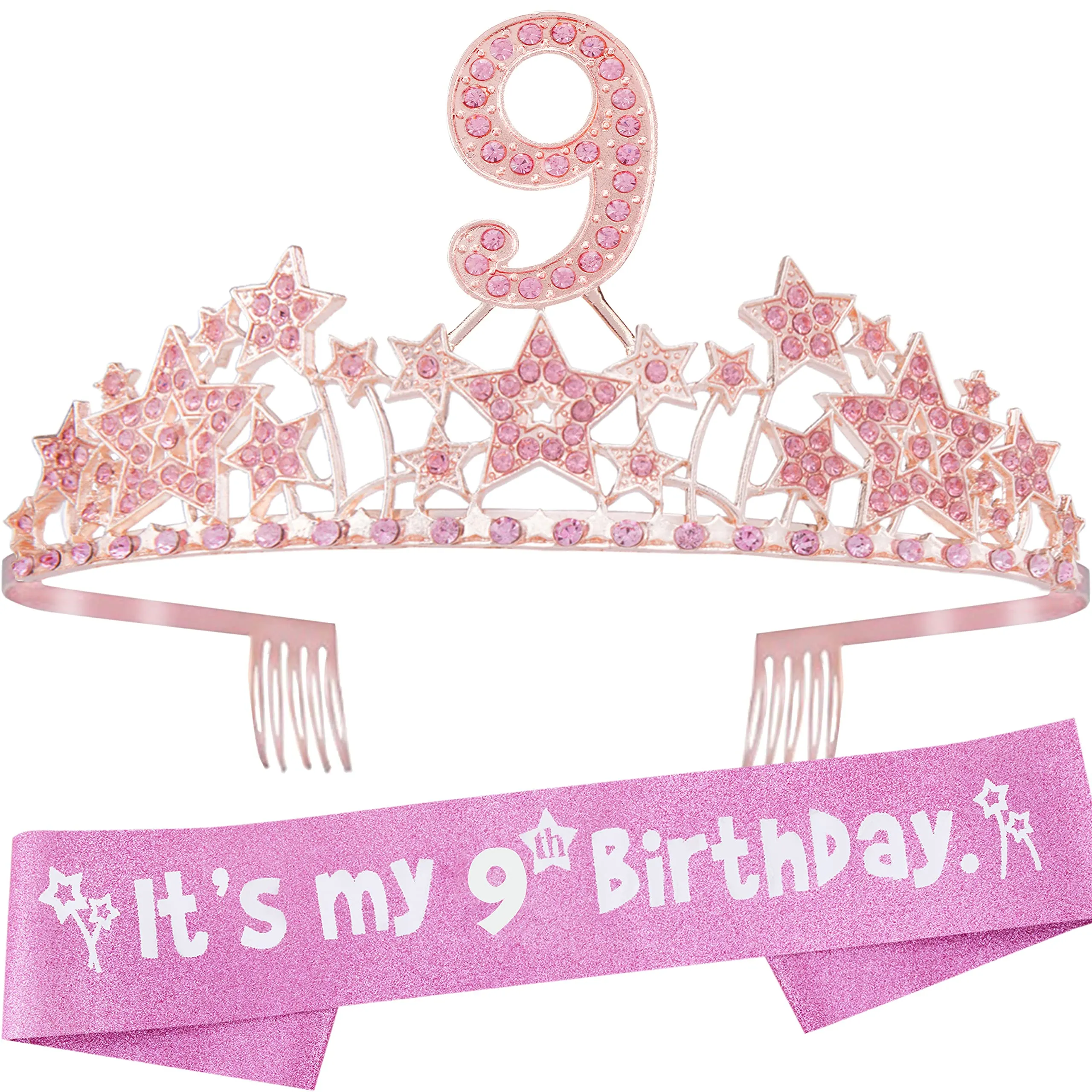 9th Birthday Gifts for Girls, 9th Birthday Tiara and Sash, 9th Birthday Decorations