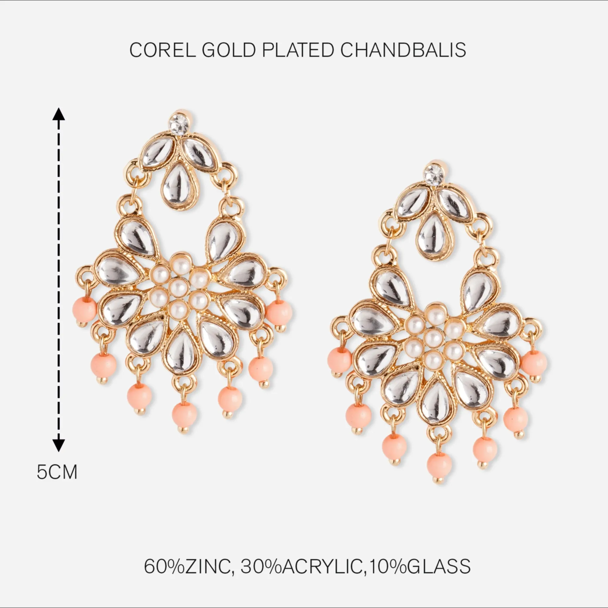 Accessorize London Coral Gold Chandbalis Zinc Chandbali Earring