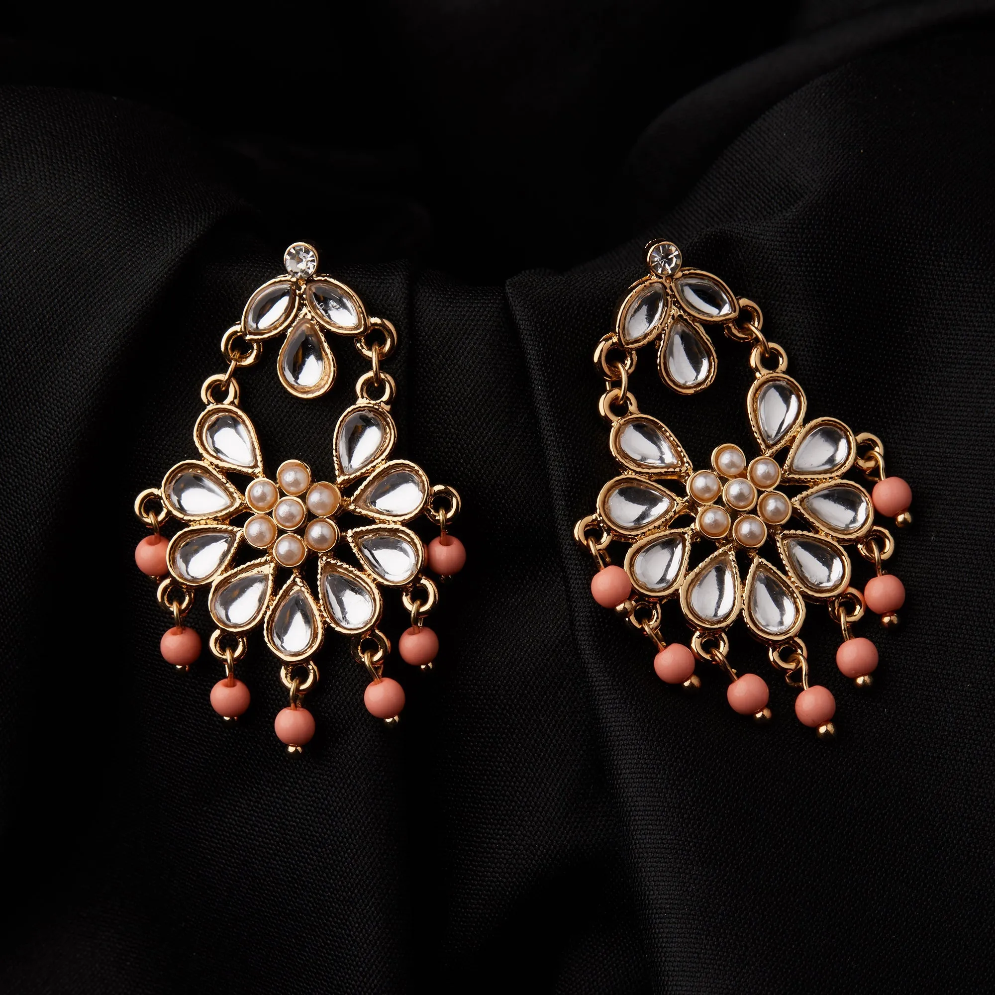 Accessorize London Coral Gold Chandbalis Zinc Chandbali Earring