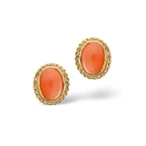 Acotis Diamonds 9K Gold Coral Earrings Z1137