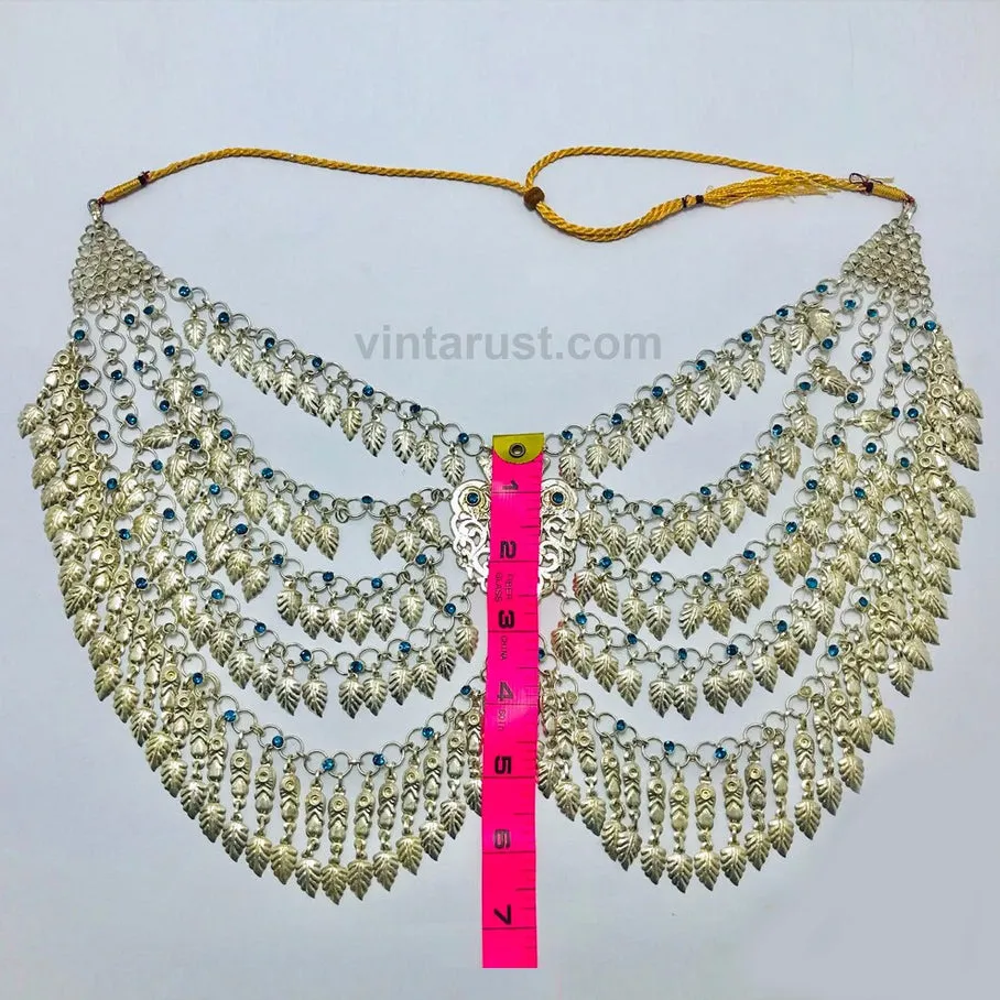 Afghani Tribal Silver Kuchi Multilayers Bib Necklace