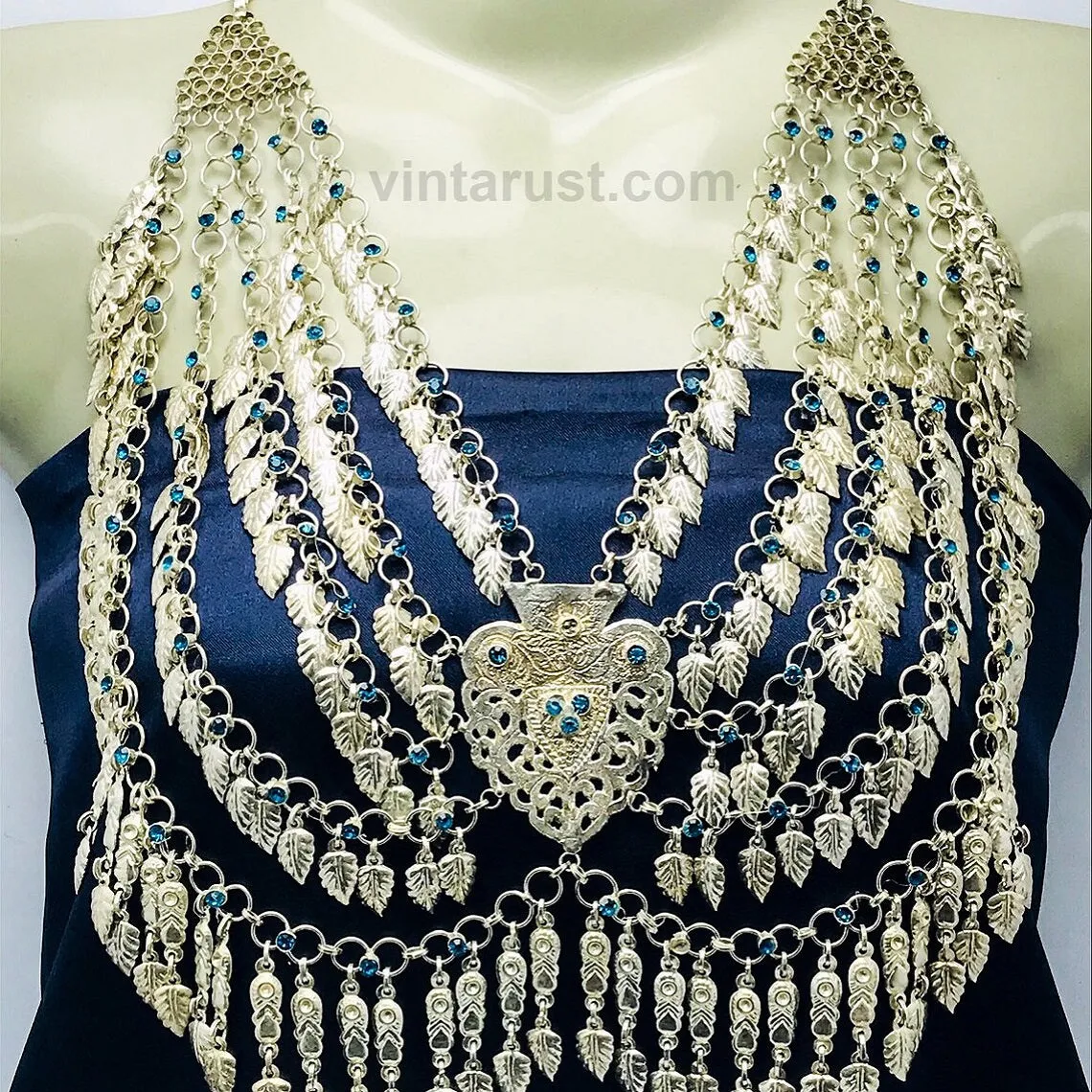 Afghani Tribal Silver Kuchi Multilayers Bib Necklace