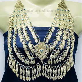 Afghani Tribal Silver Kuchi Multilayers Bib Necklace