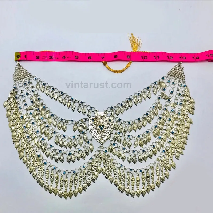 Afghani Tribal Silver Kuchi Multilayers Bib Necklace