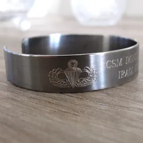 Airborne Wings Bracelet - Custom Army Memorial Bracelet - KIA bangle cuff