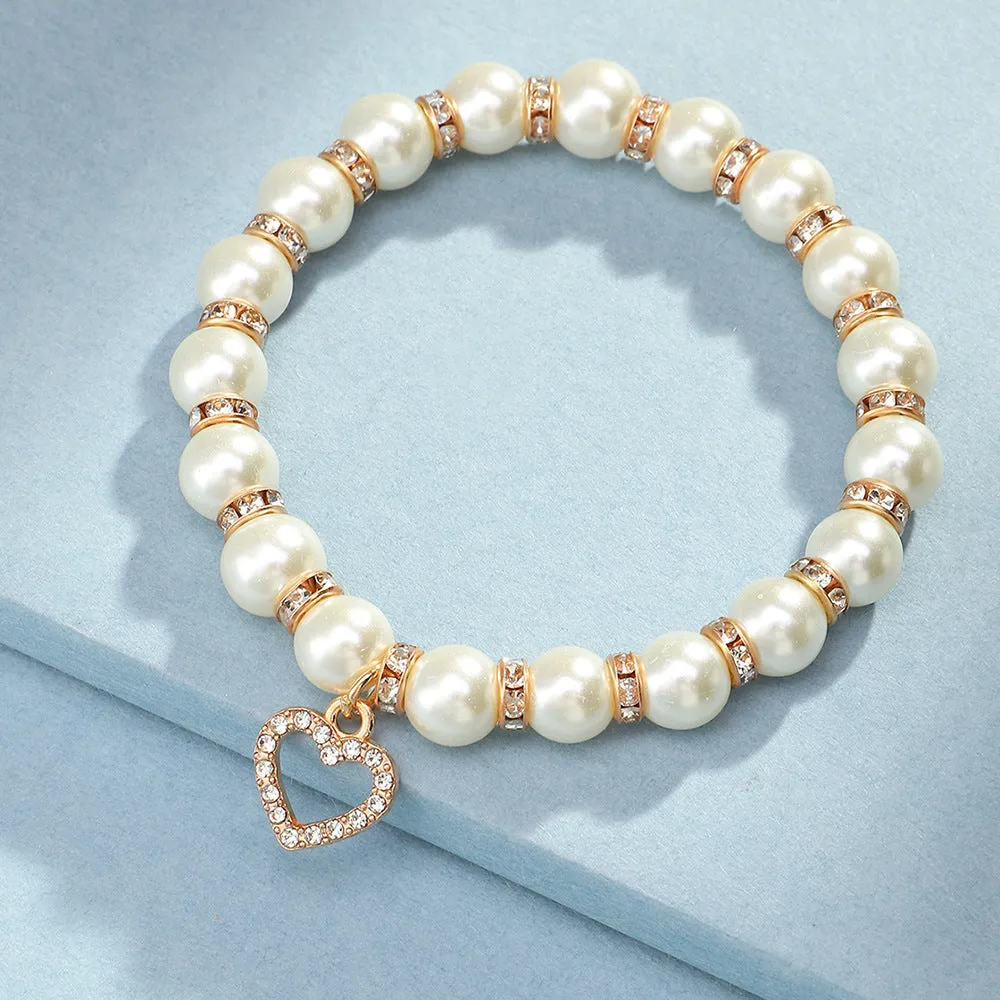 Alloy Trendy Imitation Temperament Pearl Spacer Bracelet