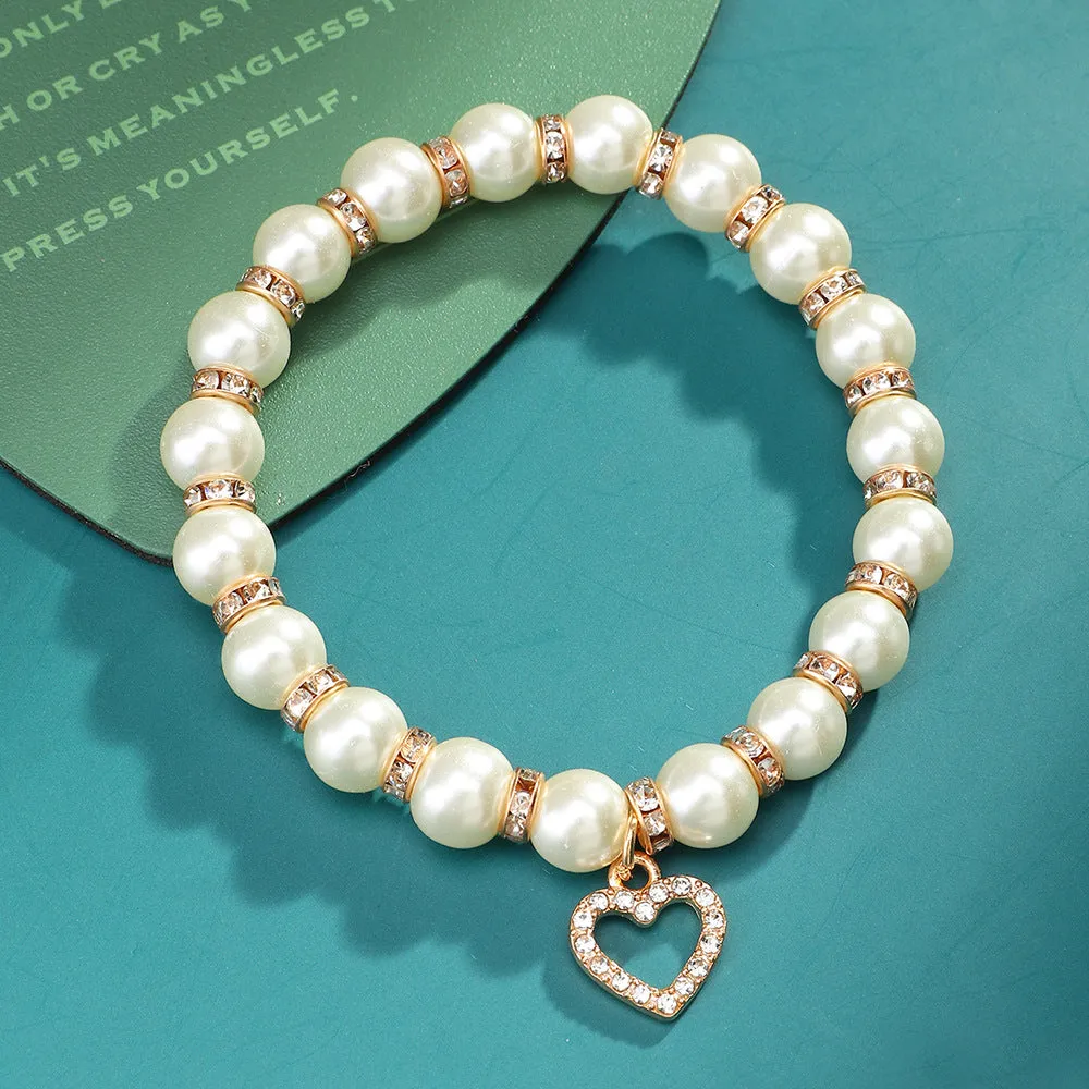 Alloy Trendy Imitation Temperament Pearl Spacer Bracelet