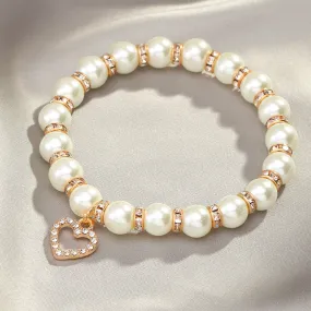 Alloy Trendy Imitation Temperament Pearl Spacer Bracelet