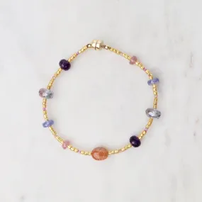 Amethyst Gold Glass Station Magnetic Bracelet