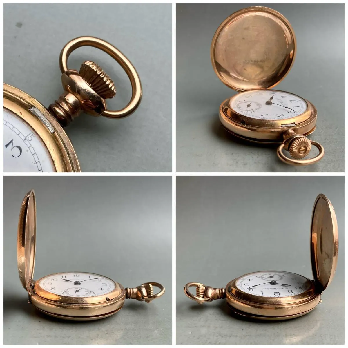 Antique Pocket Watch N.robert Manual 1890s 41mm Vintage Hunter Case Gold