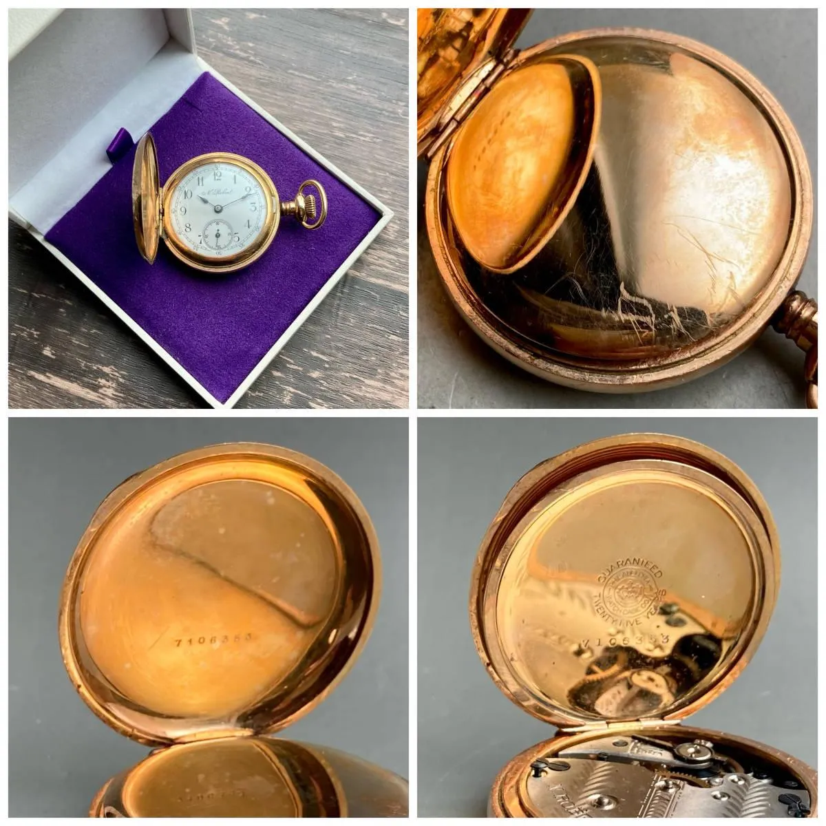 Antique Pocket Watch N.robert Manual 1890s 41mm Vintage Hunter Case Gold