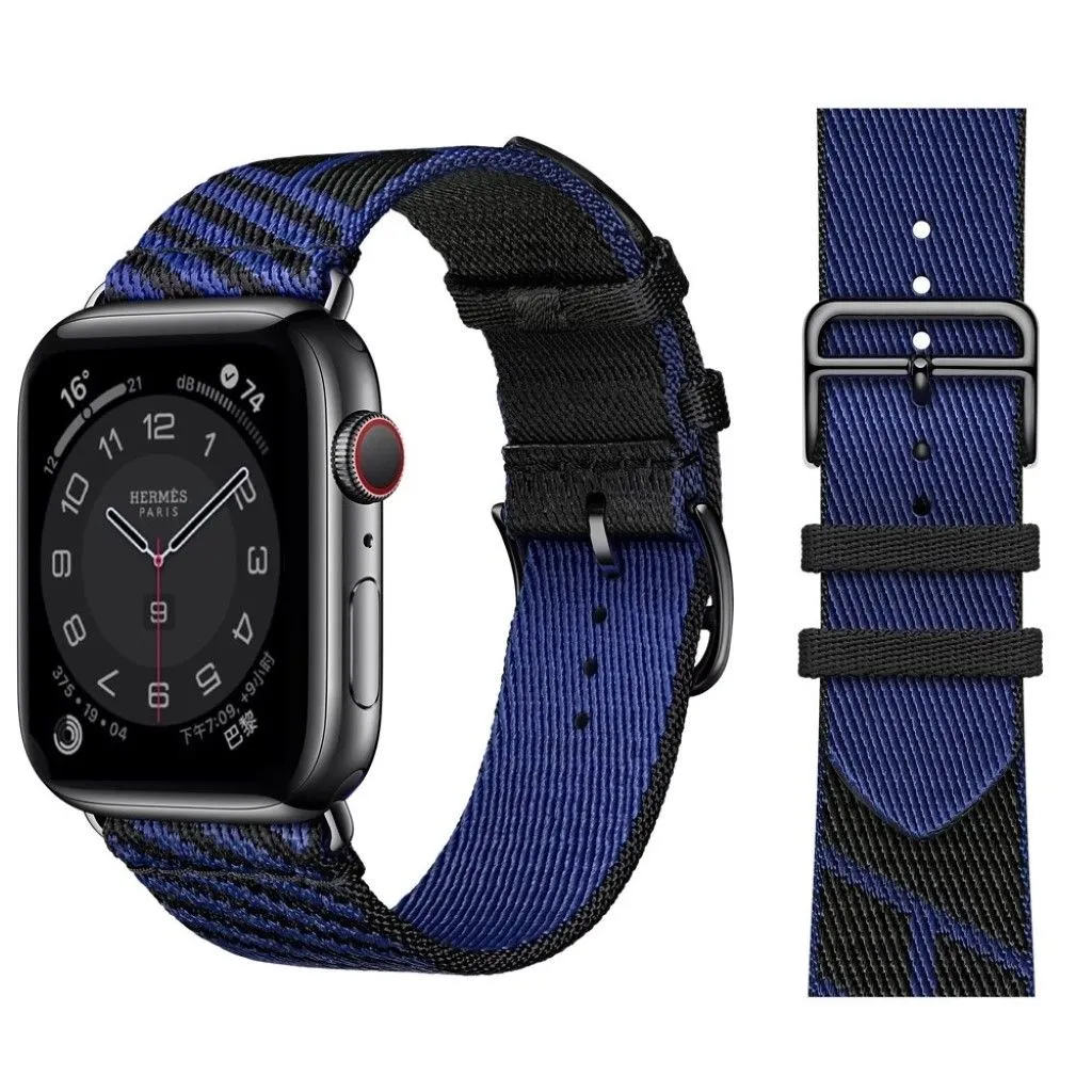 Apple Watch 40mm bi-color canvas design watch strap - Black / Blue