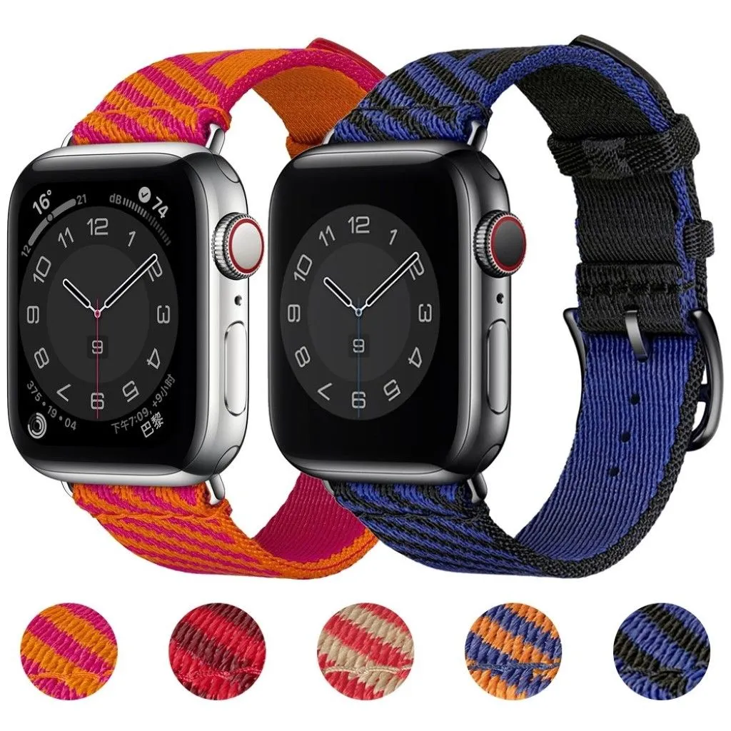 Apple Watch 40mm bi-color canvas design watch strap - Black / Blue