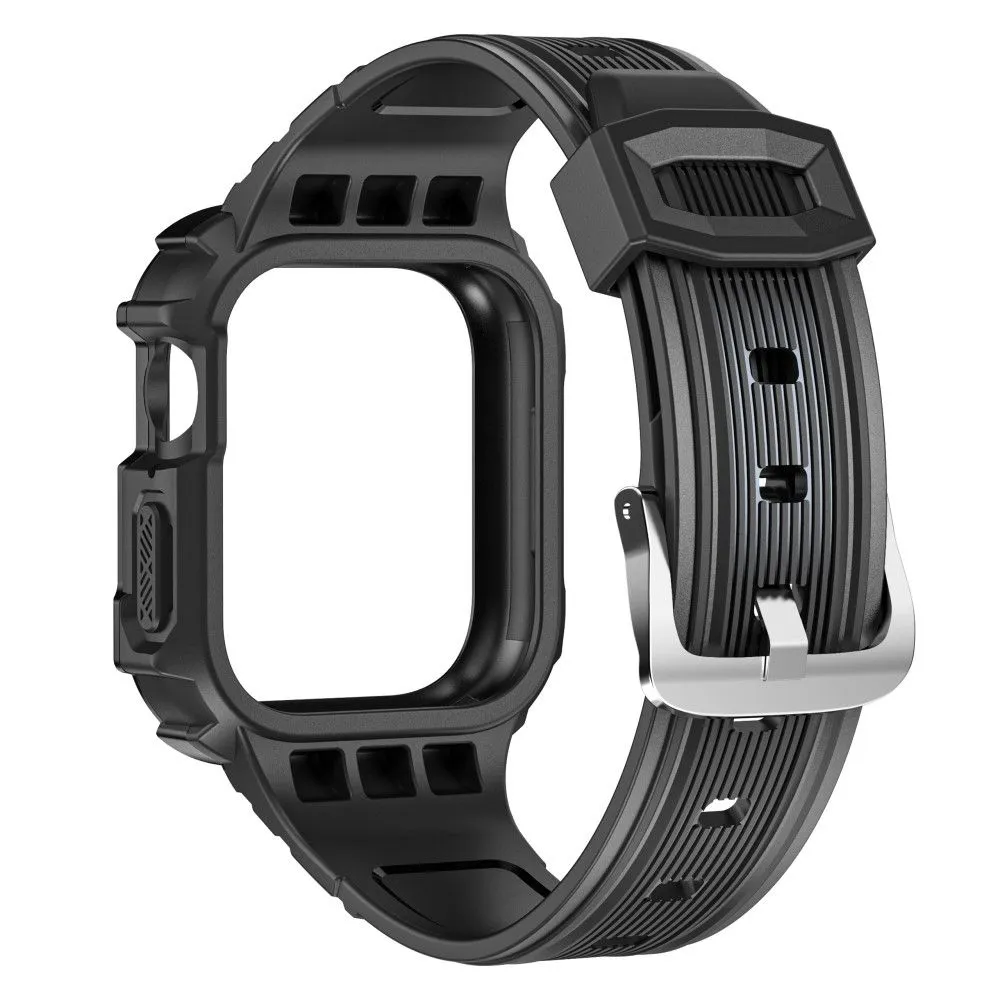 Apple Watch (41mm) dual color TPU cover with watch strap - Black / Black