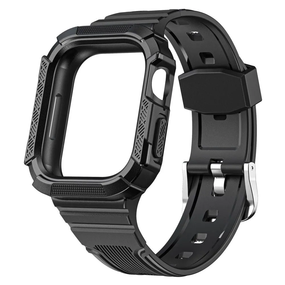 Apple Watch (41mm) dual color TPU cover with watch strap - Black / Black