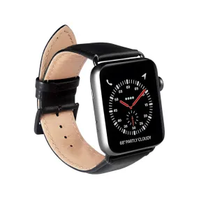 Apple Watch (42/44/SE/45/46/49mm) GEAR Buffalo Ægte Læder Rem - Sort