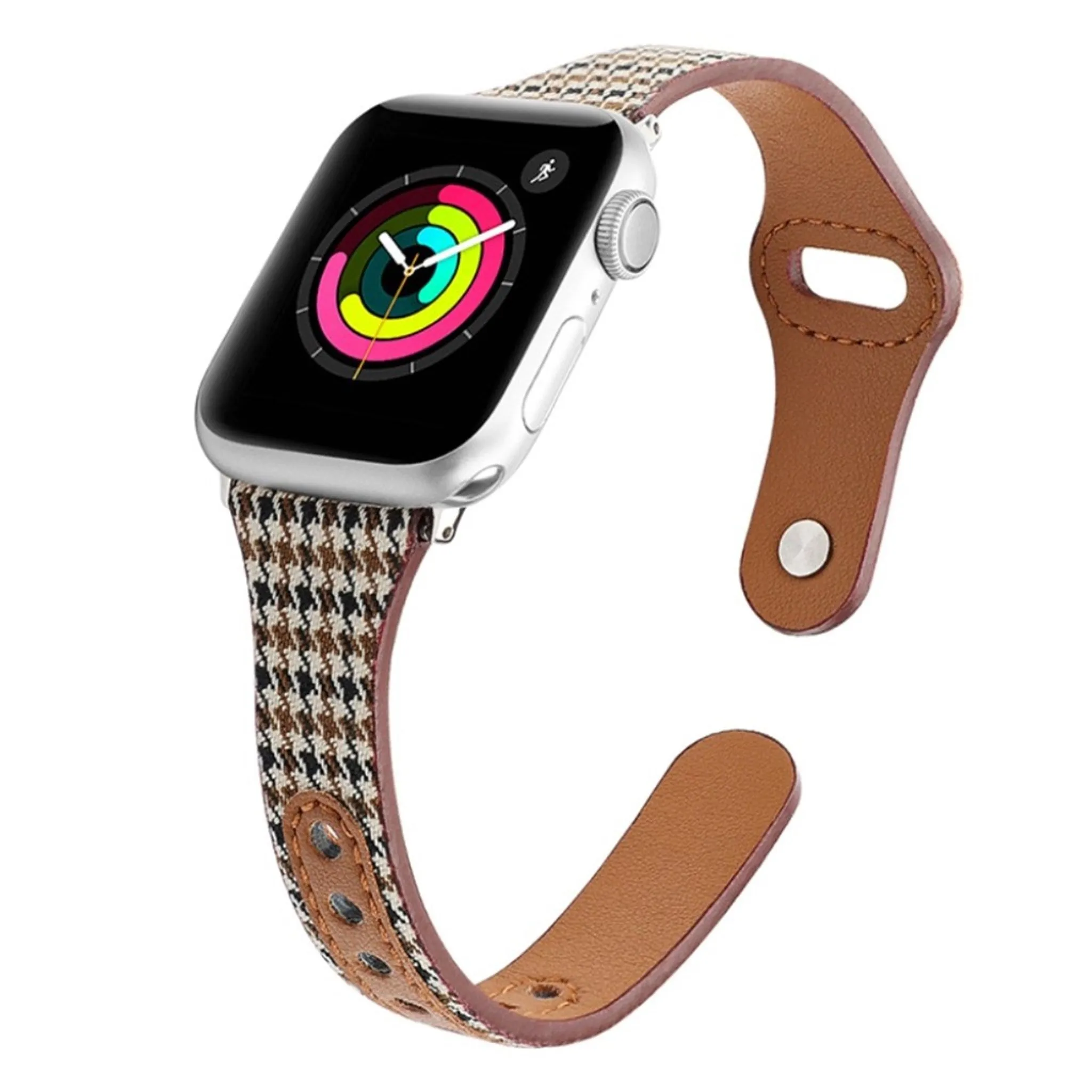 Apple Watch 44mm liner design leather watch strap - Yellow Swallow Gird