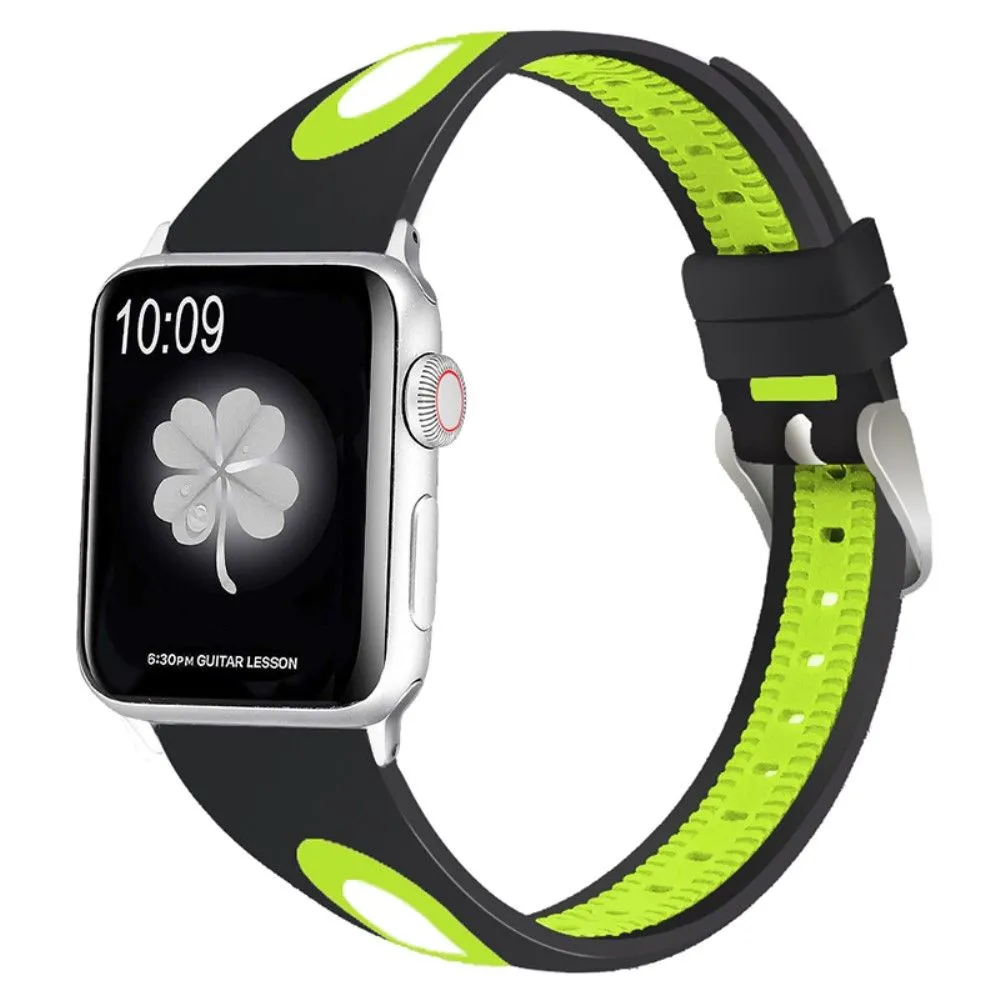 Apple Watch (45mm) bi-color silicone watch strap - Black / Yellow