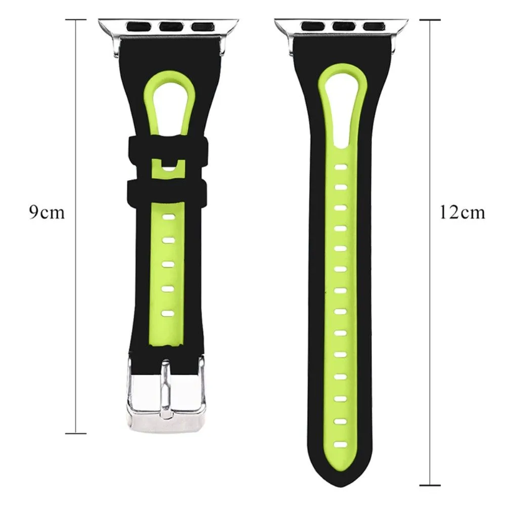 Apple Watch (45mm) bi-color silicone watch strap - Black / Yellow