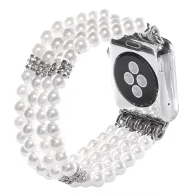 Apple Watch (45mm) four row pearl style watch strap - White