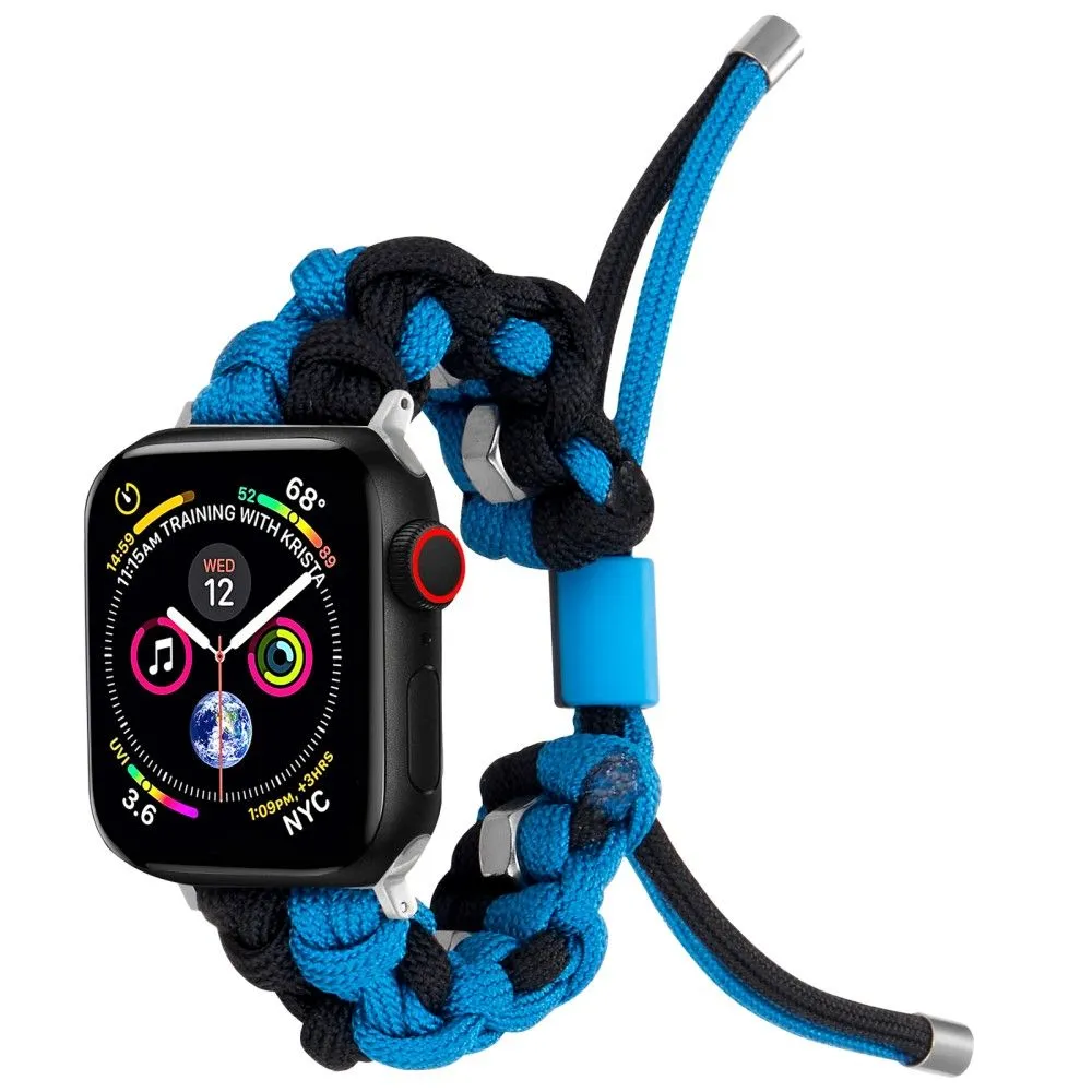 Apple Watch (45mm) unique nylon watch strap - Black / Blue