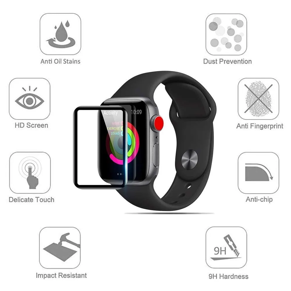 Apple Watch SE/6/5/4 44mm - Full-Fit - Skærmbeskyttelse - Sort