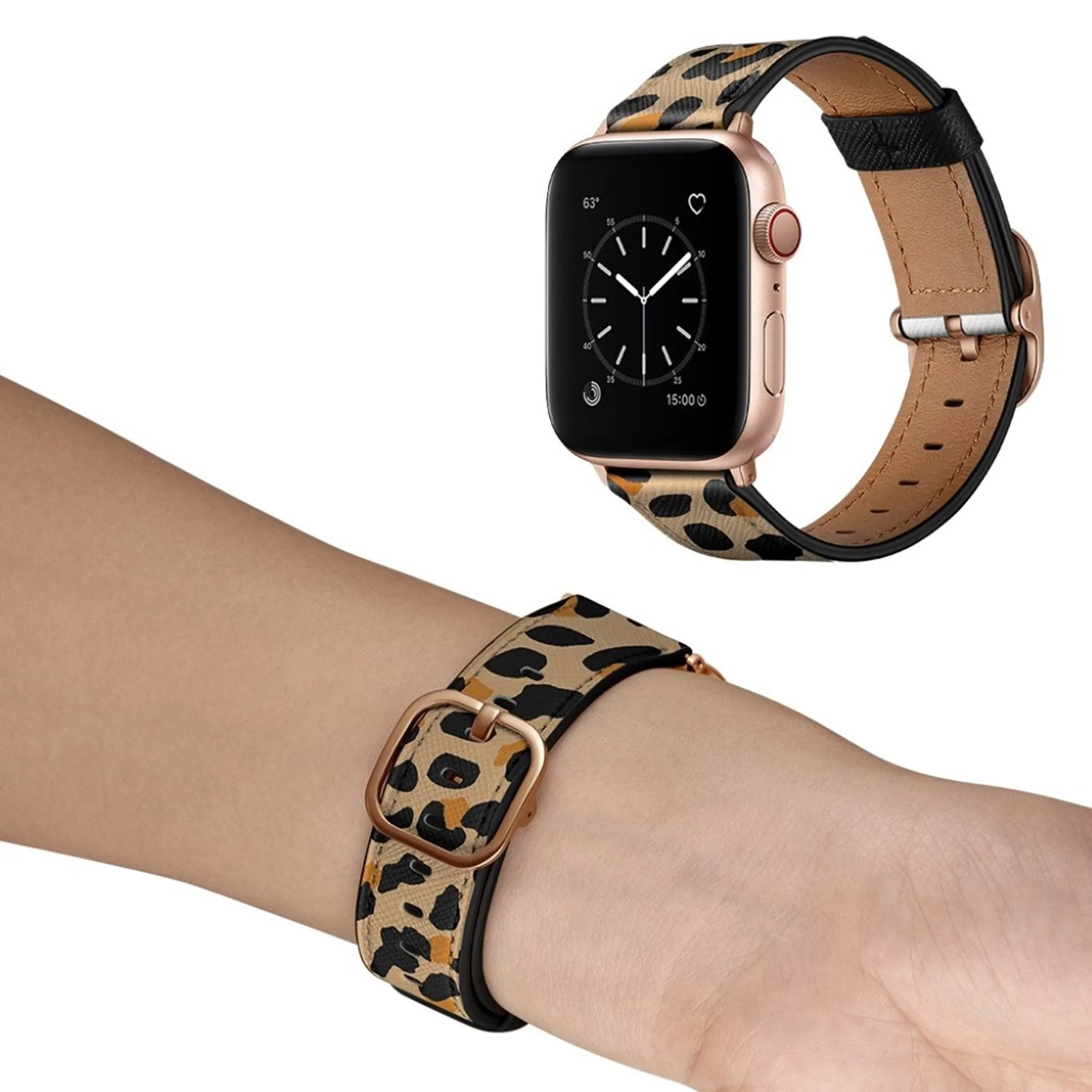 Apple Watch Series 6 / 5 40mm genuine leather watch band - Yellow Leopard Print