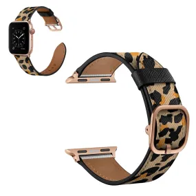 Apple Watch Series 6 / 5 40mm genuine leather watch band - Yellow Leopard Print