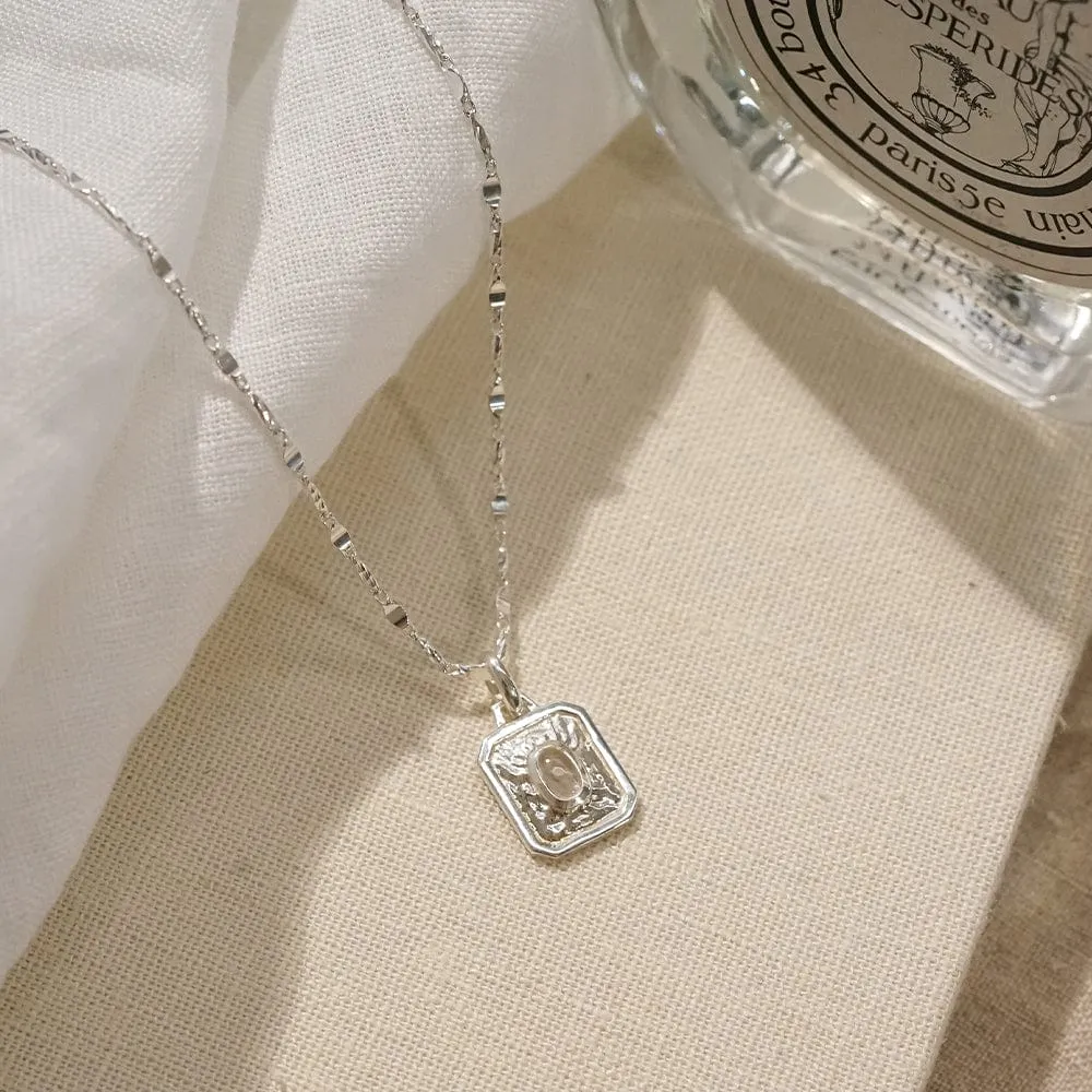 April White Topaz Birthstone Necklace Sterling Silver