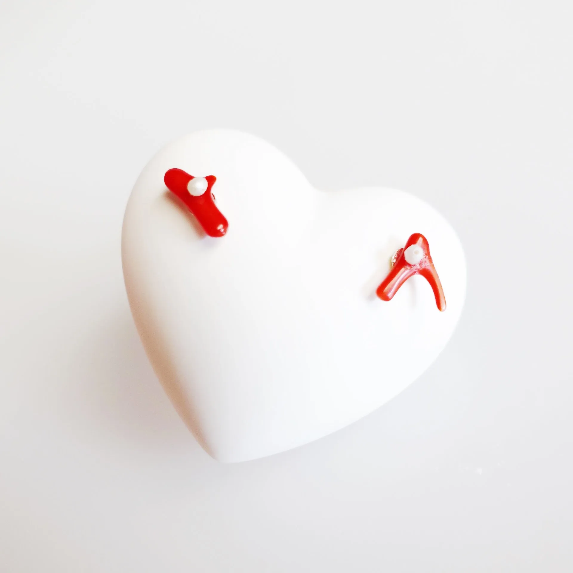 Asymmetrical Natural Red Coral Branch Studs