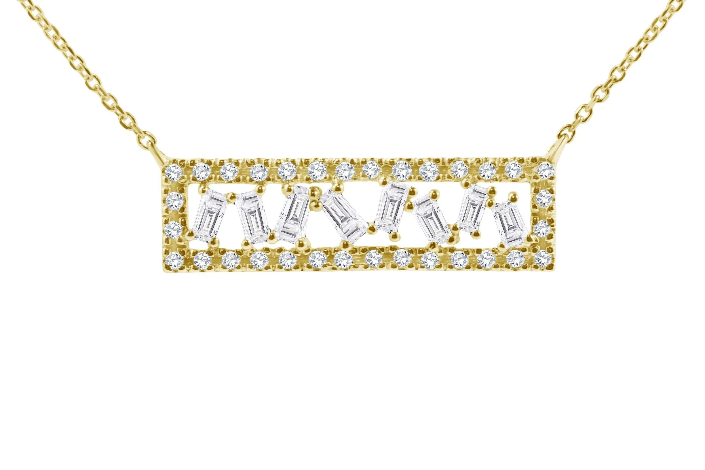 Baguette Diamond Bar Necklace