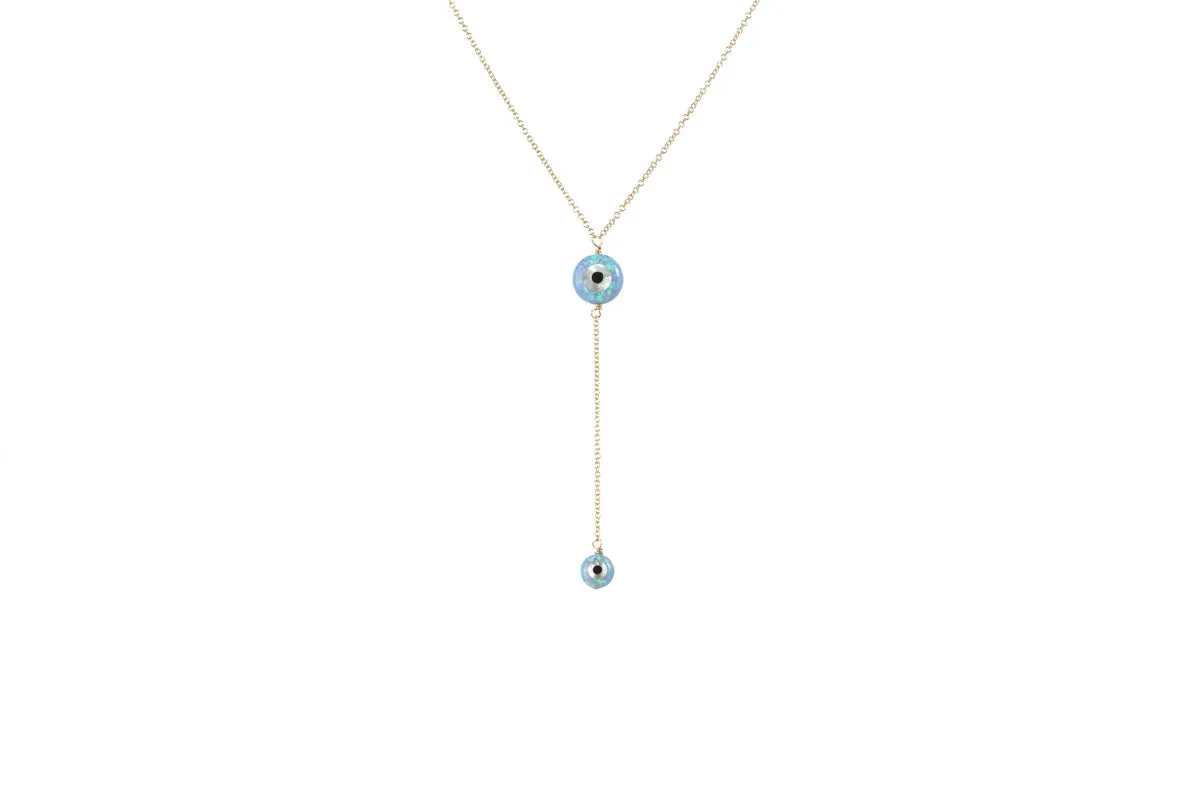 bara boheme | Lariat "DOUBLE EVIL EYE" Opal Necklace