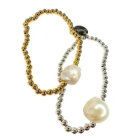 Baroque Pearl & Beads Stretch Bracelet