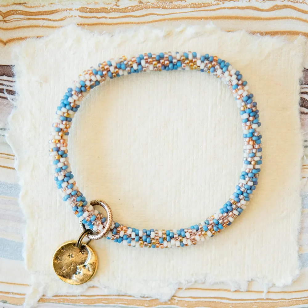 Beaded Bangle   Moon Charm