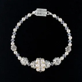 Beaded Wedding Bracelet with Center Cluster