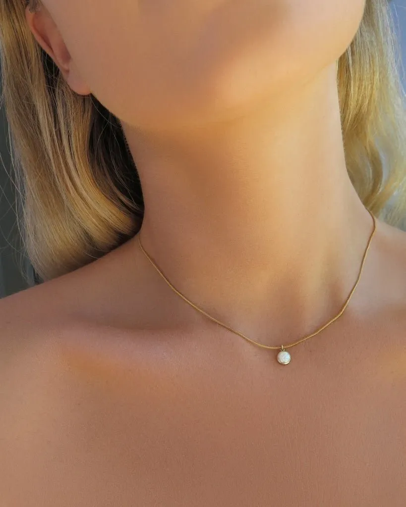 Bello Opal Snake Necklace  - 14k Yellow Gold Fill