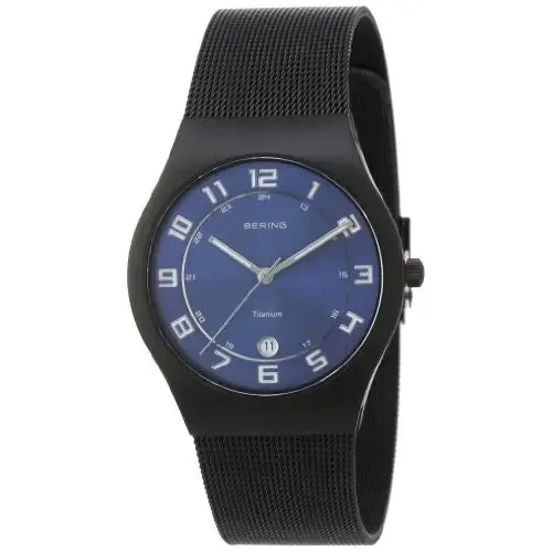 Bering Men's Black Mesh Strap Titanium Watch 11937-227